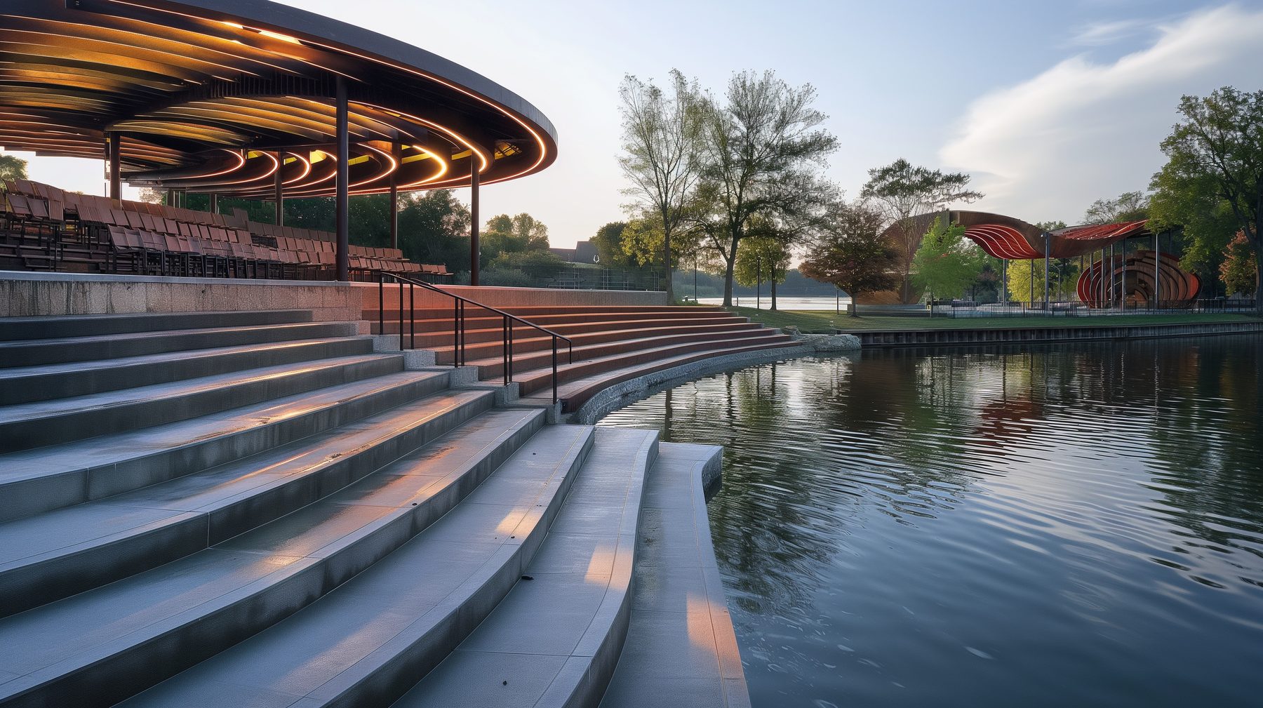 pavilion with steps down to the river