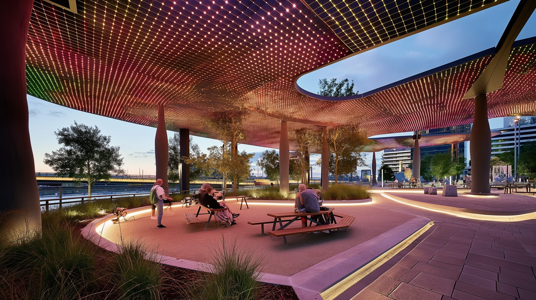 a canopy covering a picnic area